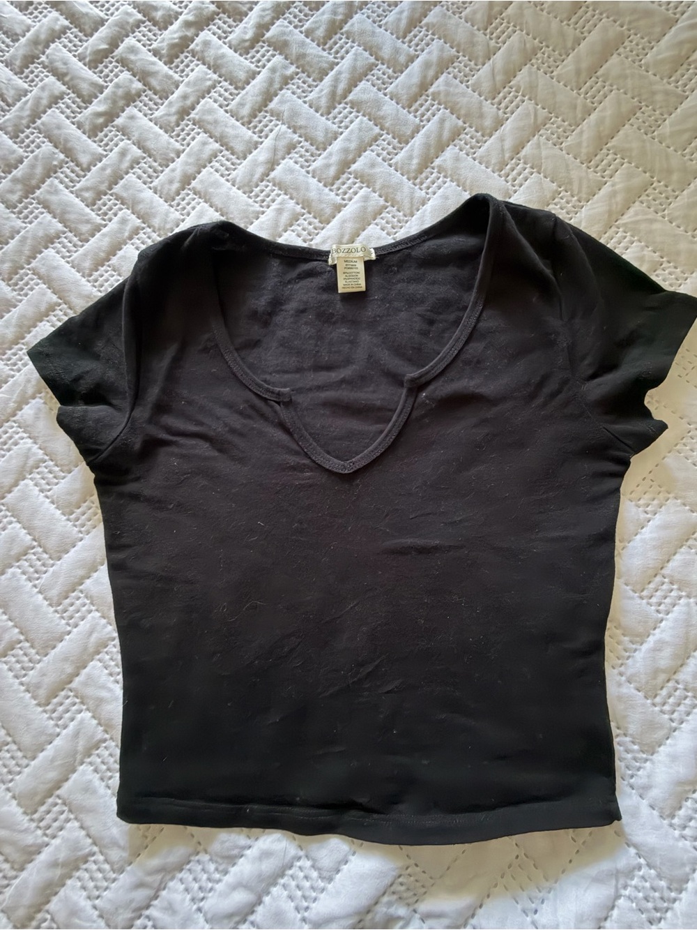 Bozzolo Black Short Sleeve V-Neck Tee